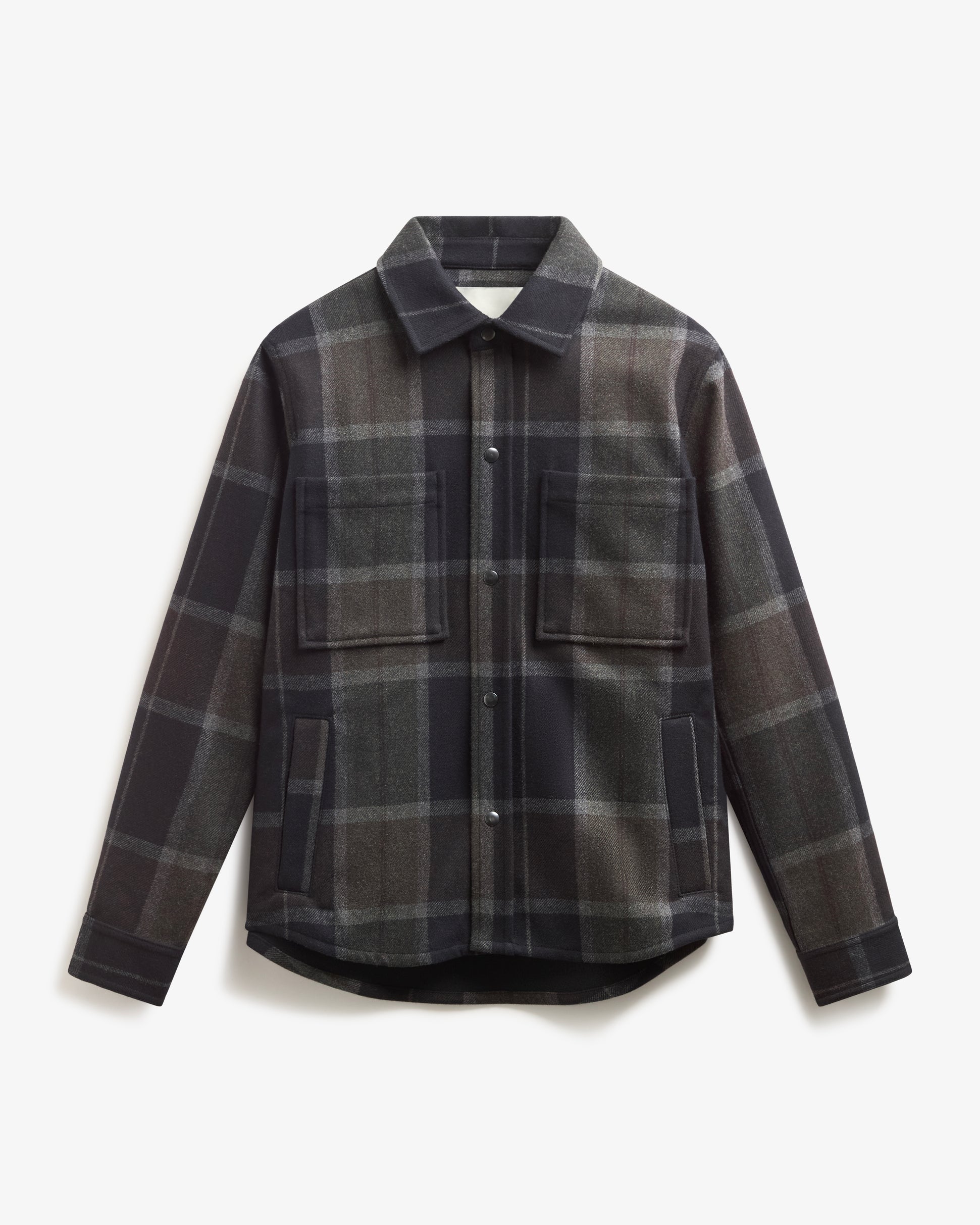 DUFY Checked Overshirt – Anthracite/Truffle