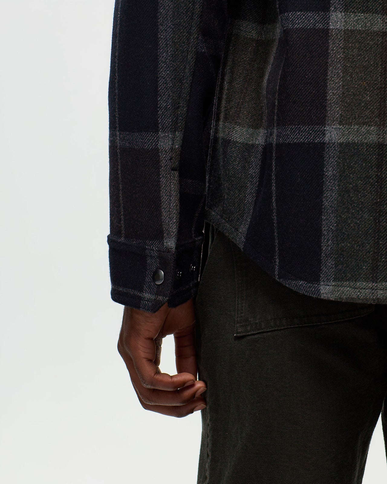 DUFY Checked Overshirt – Anthracite/Truffle