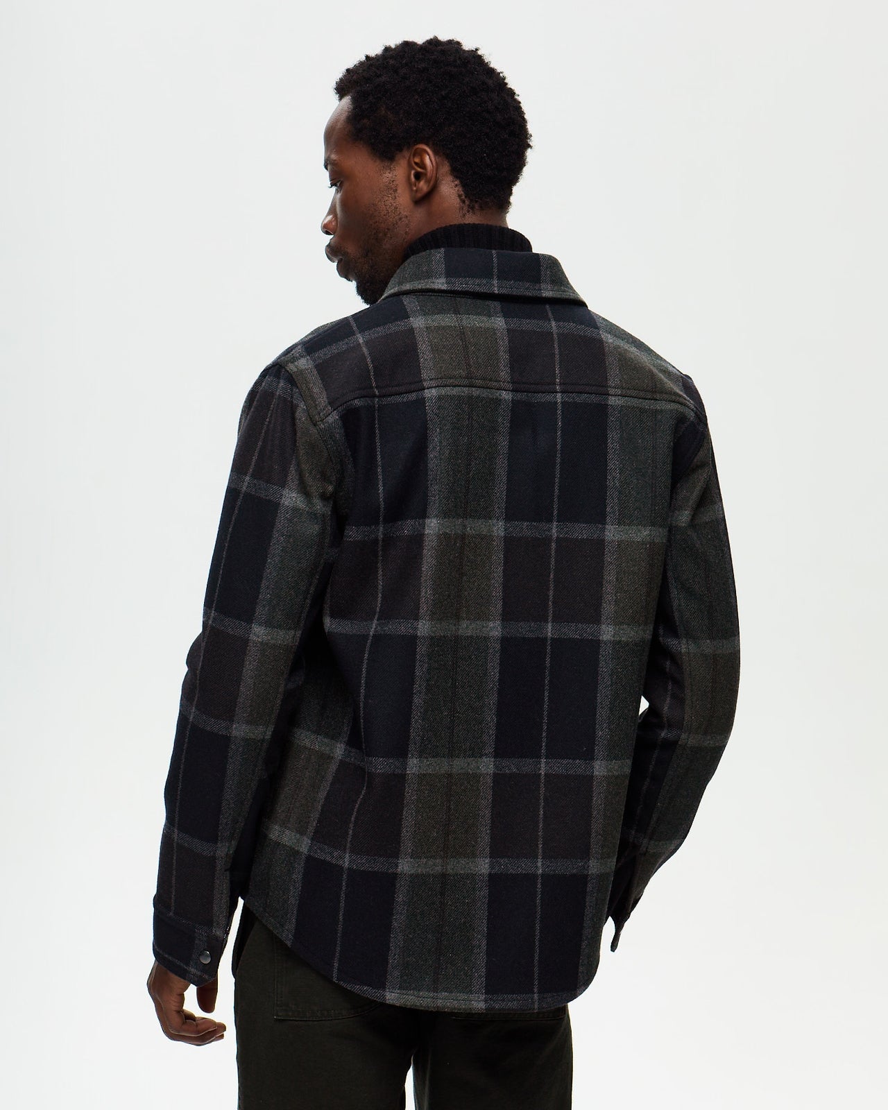 DUFY Checked Overshirt – Anthracite/Truffle