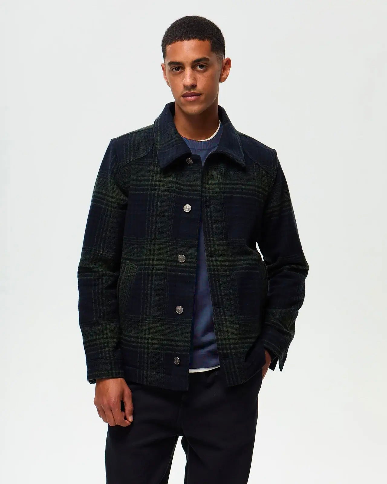 NELSON Checked Jacket - Ink/Khaki