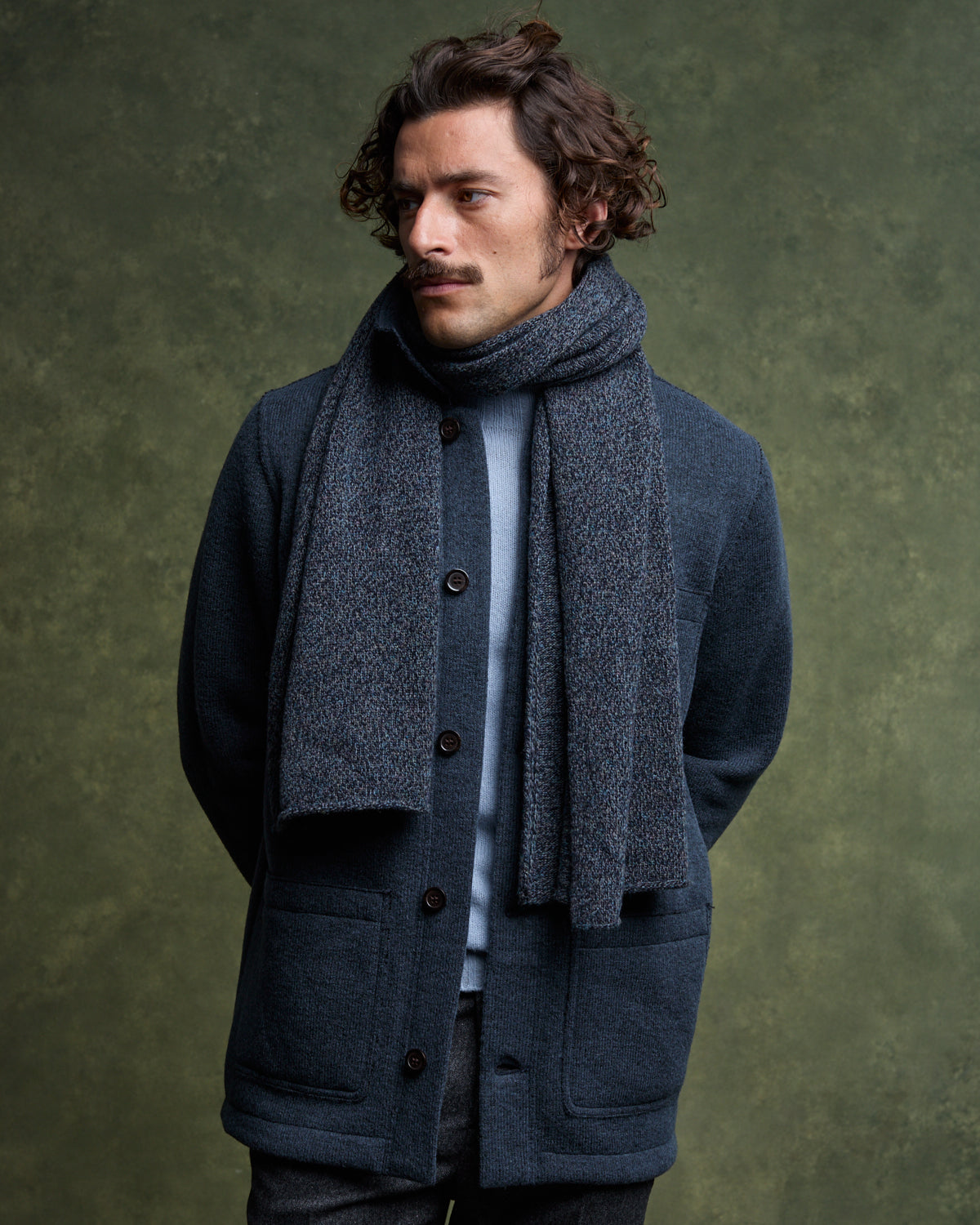 GRAIG Marled Scarf - Bleu Denim