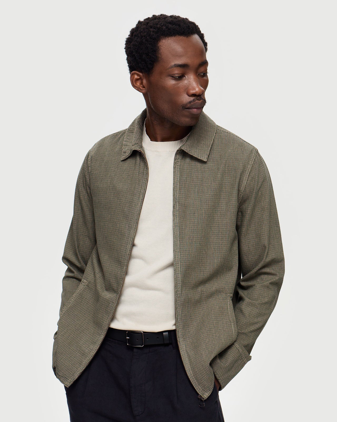 HITCHCOCK Houndstooth Jacket - Military Khaki