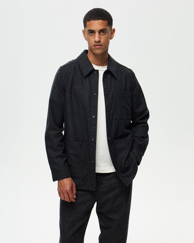 LEONARD Striped Jacket – Navy