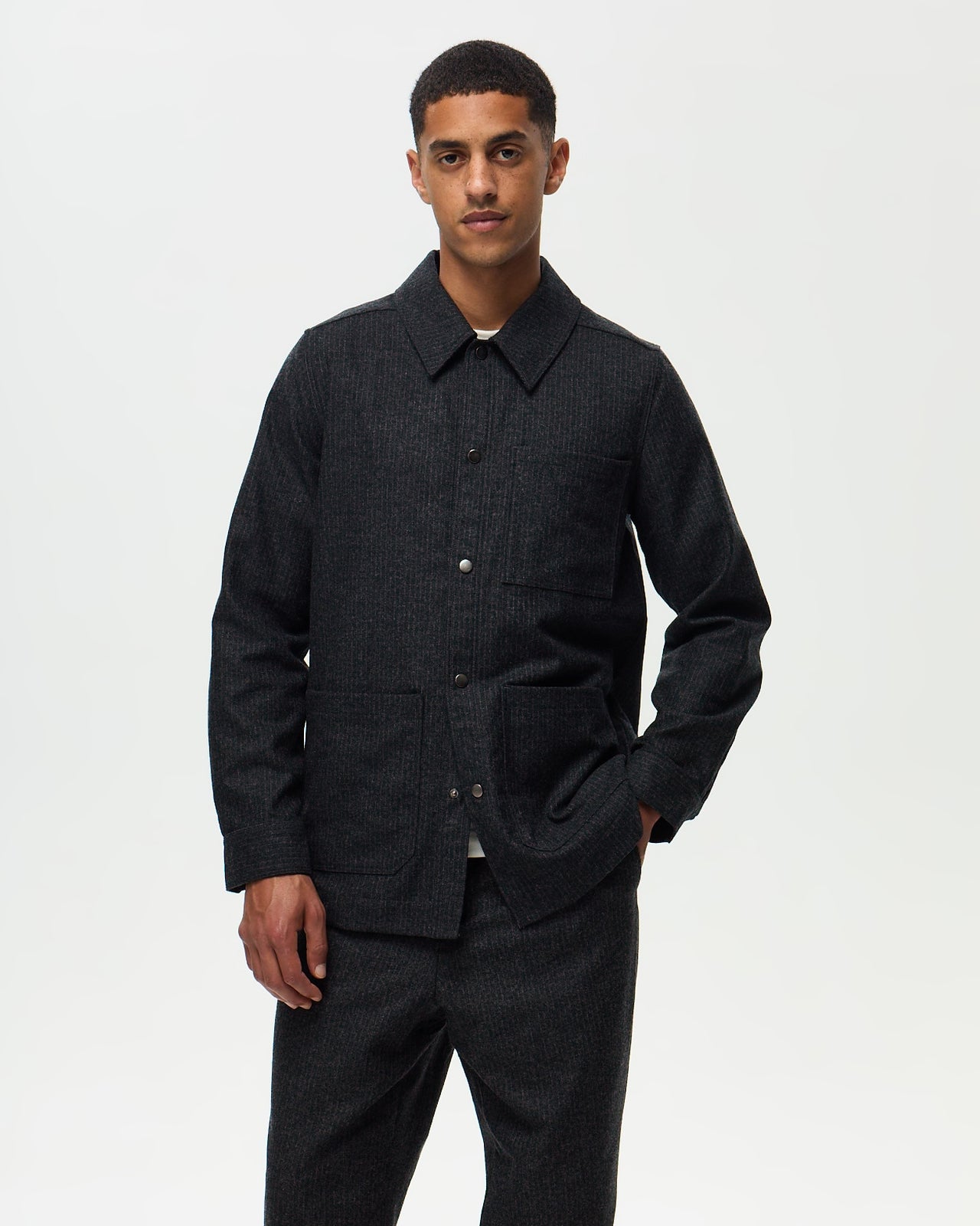 LEONARD Striped Jacket – Navy