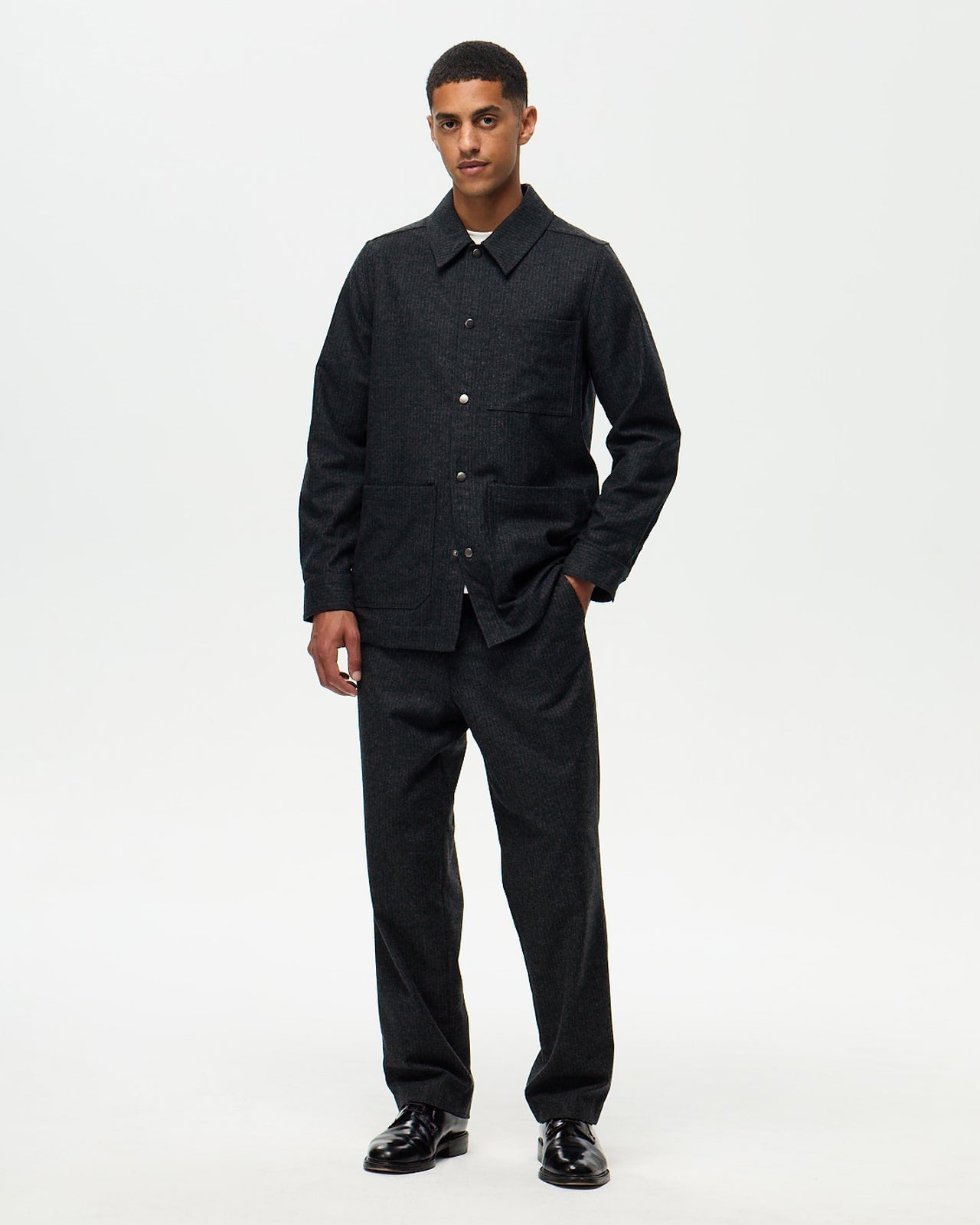 LEONARD Striped Jacket – Navy