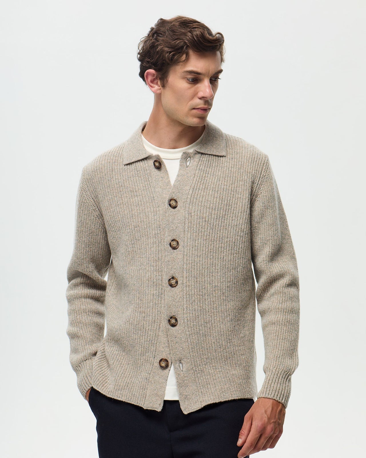 STEFANO Cardigan - Ash Beige