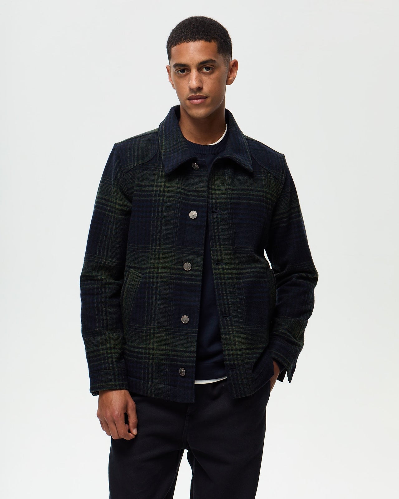 NELSON Checked Jacket - Ink/Khaki